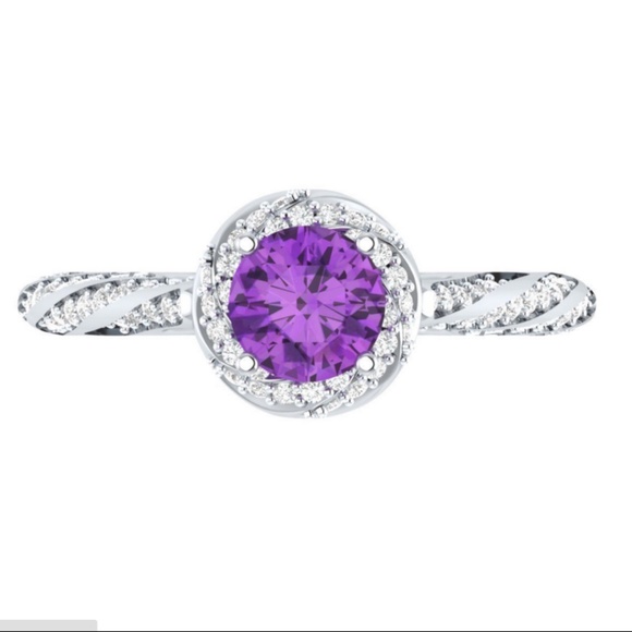 Jewelry - 925 Silver Round Cut Purple Amethyst Ring